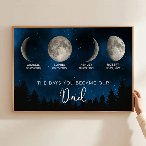 Galaxy Night Custom Birth Moon Phase The Day You Became Our Dad Canvas/Framed Poster/Poster