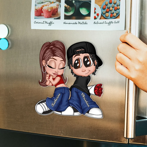 Y2K Style Cartoon Couple Custom Acrylic Fridge Magnet