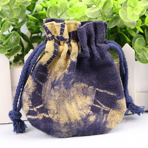 Handmade Indigo Tie Dye Drawstring Bags Eco-Friendly Jewelry Pouches