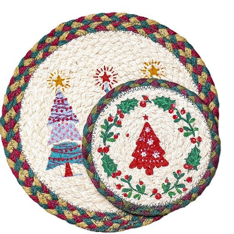 Handmade Round Christmas Jute Placemats Artisan Holiday Table Decor