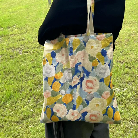 Blooming Beauty Cotton Tote Bag for Women Floral Summer Style for Everyday Use