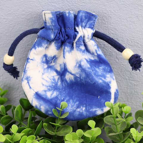 Handmade Indigo Tie Dye Drawstring Bags Eco-Friendly Jewelry Pouches