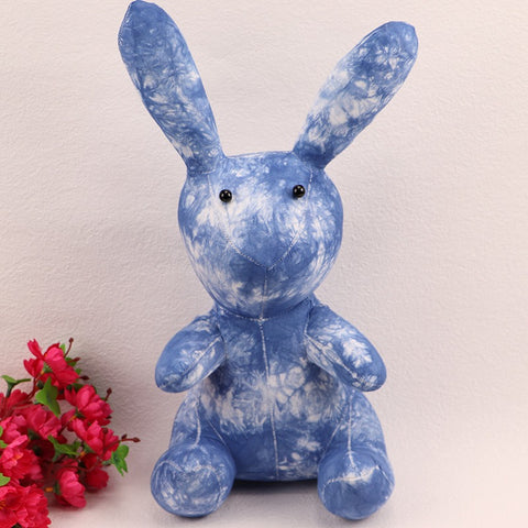 Handmade Indigo Tie-Dye Cotton Easter Bunny Plush Toy