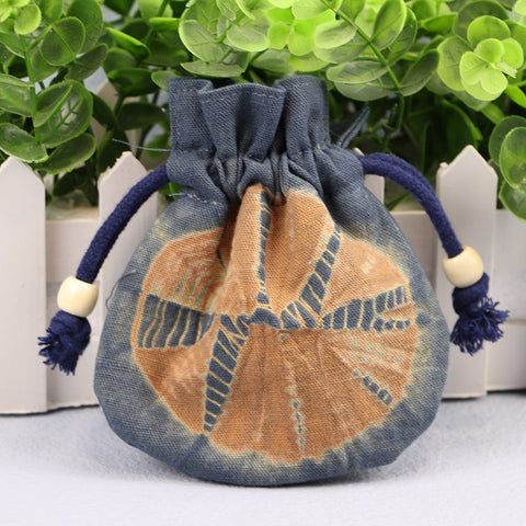 Handmade Indigo Tie Dye Drawstring Bags Eco-Friendly Jewelry Pouches