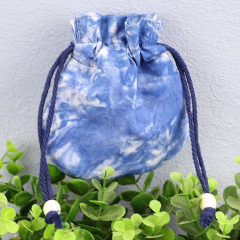 Handmade Indigo Tie Dye Drawstring Bags Eco-Friendly Jewelry Pouches