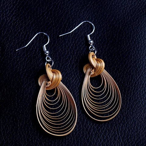 Handmade Bamboo Drop Earrings – Elegant, Eco-Friendly Statement Jewelry