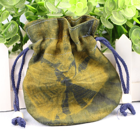 Handmade Indigo Tie Dye Drawstring Bags Eco-Friendly Jewelry Pouches