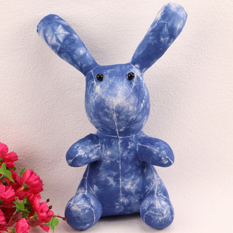 Handmade Indigo Tie-Dye Cotton Easter Bunny Plush Toy