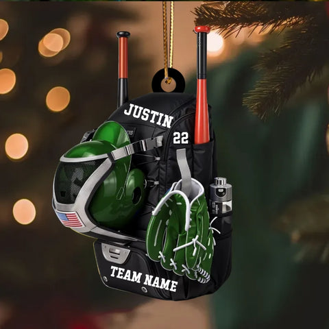 Custom Baseball Softball Bag Acrylic Christmas Ornament