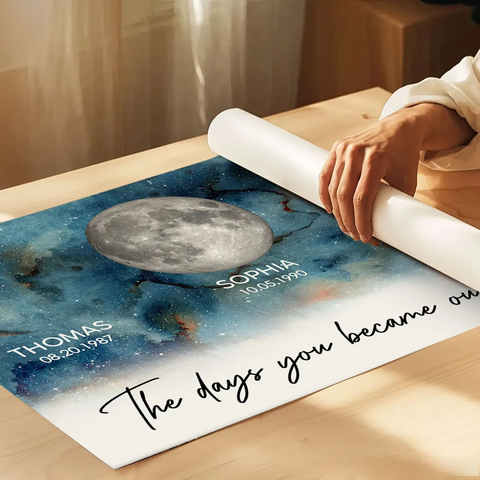 Gradient Galaxy Custom Birth Moon Phase The Days You Became Our Mom Canvas/Framed Poster/Poster