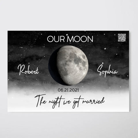 Starry Night Love Story Custom Moon Phase Couple Anniversary Date Poster/Canvas/Framed Poster