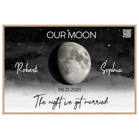 Starry Night Love Story Custom Moon Phase Couple Anniversary Date Poster/Canvas/Framed Poster
