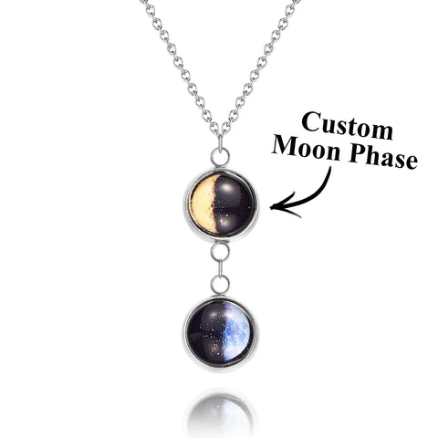 Elegant Custom Double Moon Phase Necklace