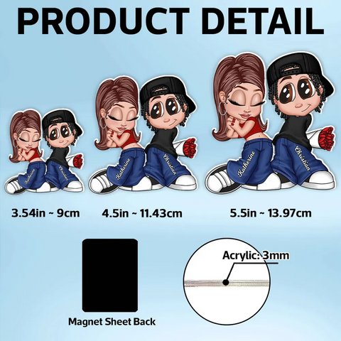 Y2K Style Cartoon Couple Custom Acrylic Fridge Magnet