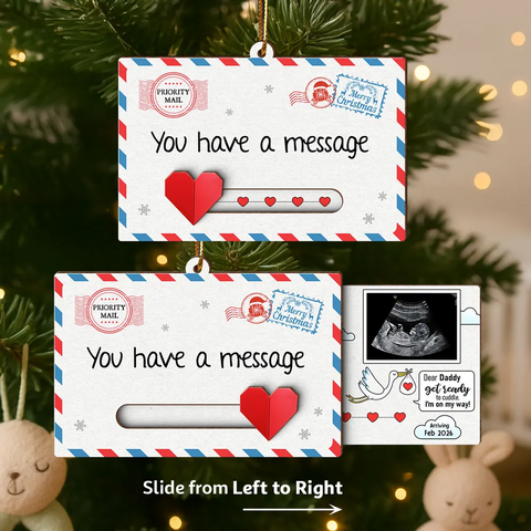 New Baby Reveal Hidden Message - Custom Photo Slider Ornament