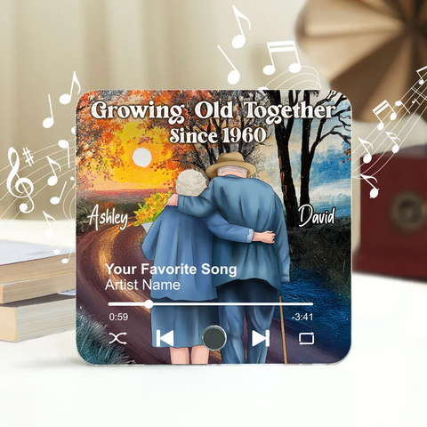 Couple Growing Old Together Walking Into The Sunset Custom Music Fridge Magnet