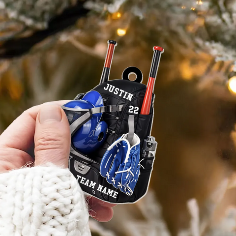 Custom Baseball Softball Bag Acrylic Christmas Ornament