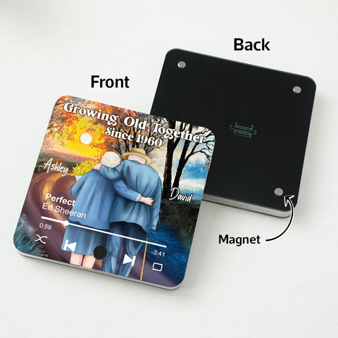 Couple Growing Old Together Walking Into The Sunset Custom Music Fridge Magnet