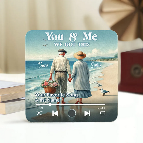Old Couple Walking On Beach Favorite Song Custom Music Fridge Magnet