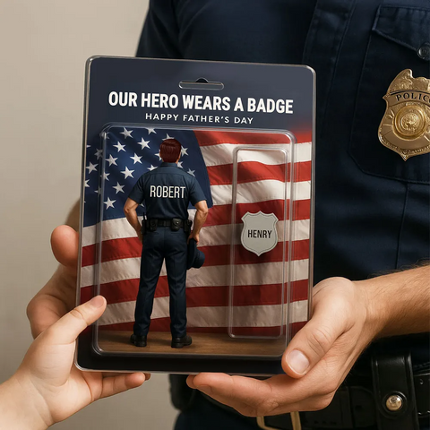 3D Effect Figure My Hero Wears A Badge With Kids' Names Custom Acrylic Block 