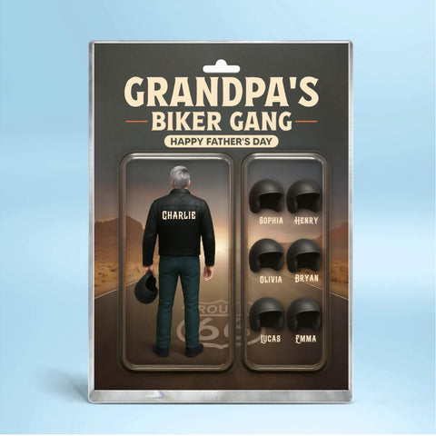 Grandpa's/ Dad's Biker Gang Custom Figure 3D Effect Acrylic Block 
