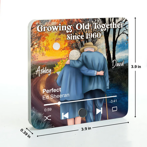 Couple Growing Old Together Walking Into The Sunset Custom Music Fridge Magnet