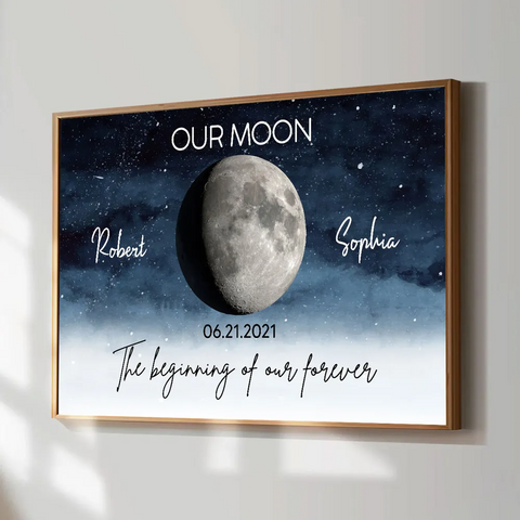 Starry Night Love Story Custom Moon Phase Couple Anniversary Date Poster/Canvas/Framed Poster