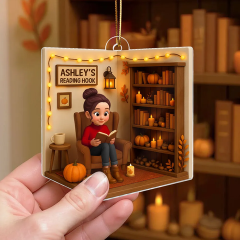 3D Effect Custom Reading Girl Acrylic Ornament