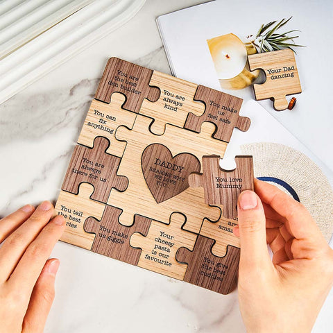 “Reasons I Love You” Personalized Wooden Puzzle Plaque for Someone Special