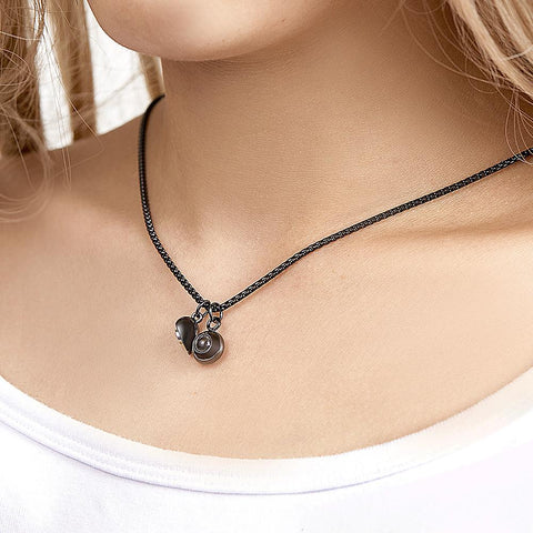 Romantic Magnetic Photo Projection Necklace – Couple Memorial Gift