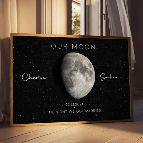Our Moon Custom Couple Moon Phase Canvas/Framed Poster/Poster
