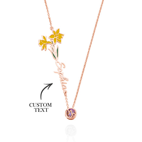 Personalized Birth Flower & Star Sign Name Necklace