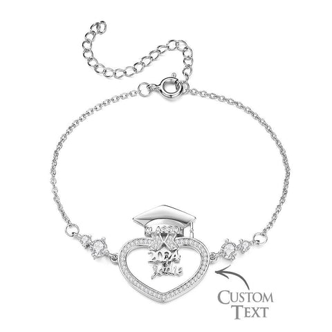 Custom Name Graduation Cap Bracelet Class of 2025 Graduate Keepsake