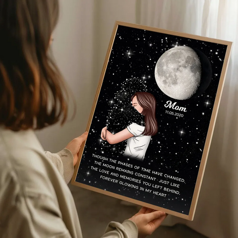 Lost Loved One Hugging Custom  Moon Phase Canvas/Framed Poster/Poster