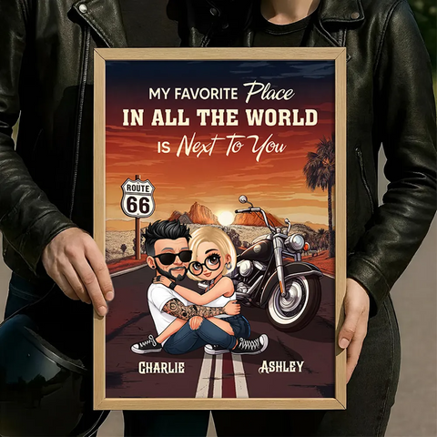 "Riding Partners for Life" Custom Hugging Riding Couple Canvas/ Framed Poster/Poster