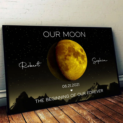 Our Moon Custom Couple Moon Phase Canvas/Framed Poster/Poster