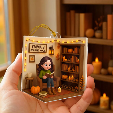 3D Effect Custom Reading Girl Acrylic Ornament