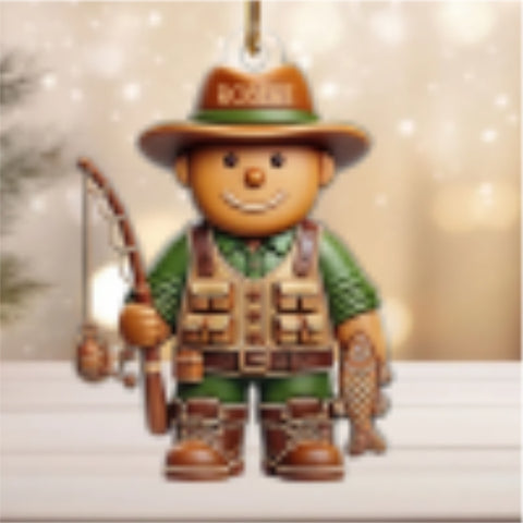  Personalized 3D Effect Fisherman Christmas Acrylic Ornament