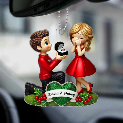3D Effect Marriage Proposal Custom "She Said Yes!" Acrylic Ornament