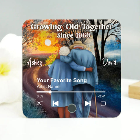 Couple Growing Old Together Walking Into The Sunset Custom Music Fridge Magnet