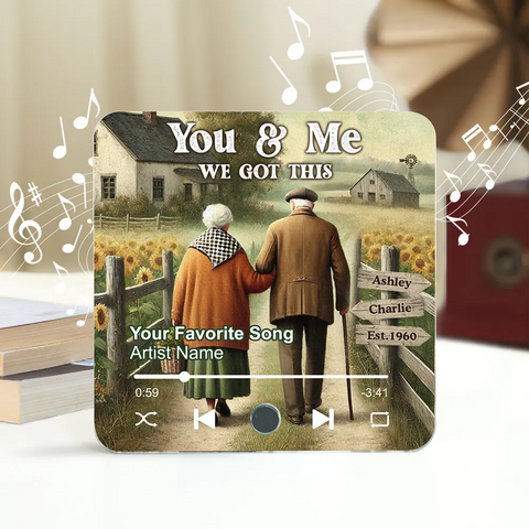 "Eternal Love In the Sunflower Field" Couple Growing Old Together Custom Music Fridge Magnet 2025