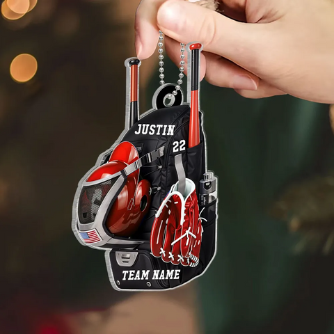 Custom Baseball Softball Bag Acrylic Christmas Ornament