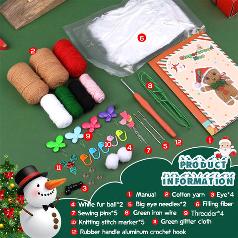 Christmas Gingerbread Man DIY Crochet Kit