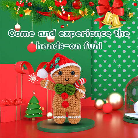 Christmas Gingerbread Man DIY Crochet Kit