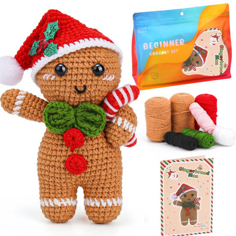 Christmas Gingerbread Man DIY Crochet Kit