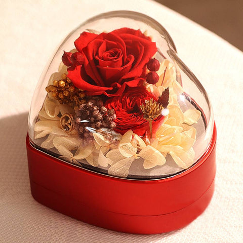 Personalized Heart Rose Jewelry Box with Custom Photo Projection Necklace