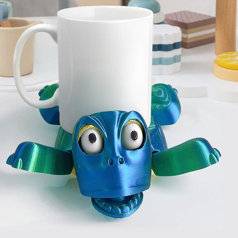 Creative 3D Printed Open Eyed Turtle Coaster Coffee Cup Holder