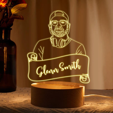 Custom 3D LED Night Lamp with Your Face and Name Glow Up Portrait Light