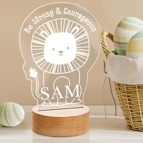 Adorable Custom 3D Lion Night Light with Kid's Name and Message