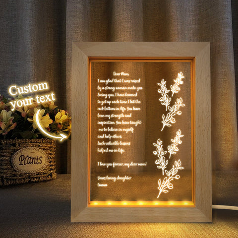 Custom Handwritten Message Night Light Wooden Modern Gift for Mom